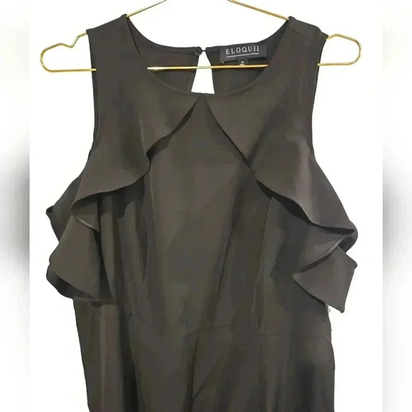 NWT Eloquii Black Cold Shoulder Jumpsuit With Ruffle Detail 18 - Picture 3 of 12